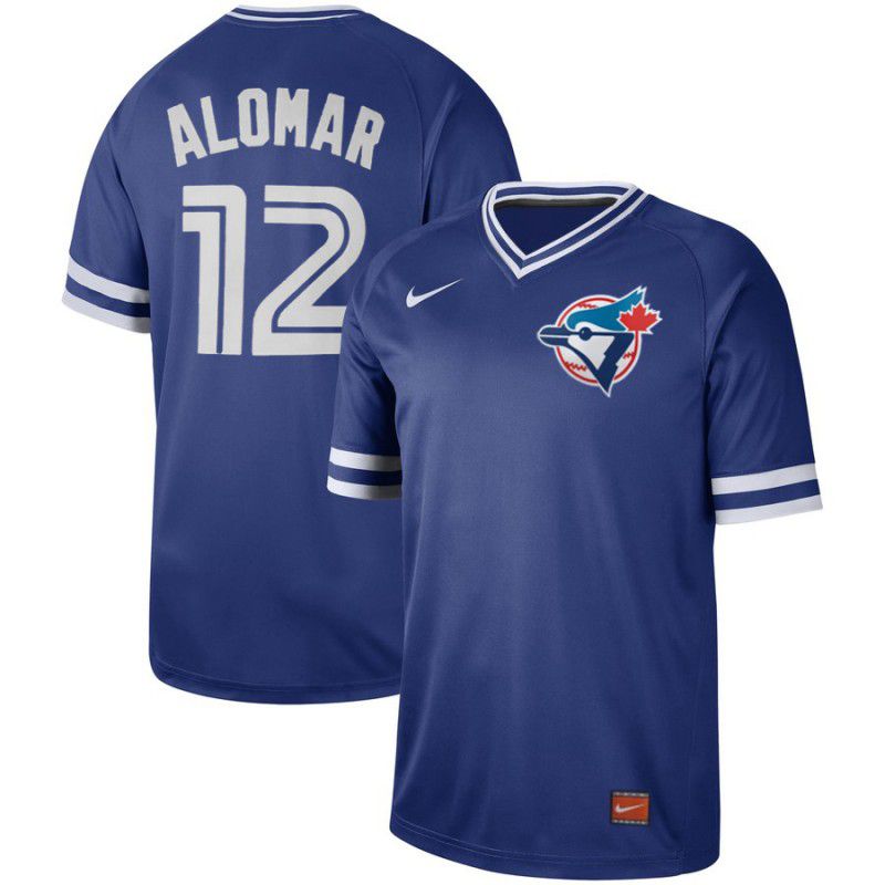 Men Toronto Blue Jays 12 Alomar Blue Nike Cooperstown Collection Legend V-Neck MLB Jersey